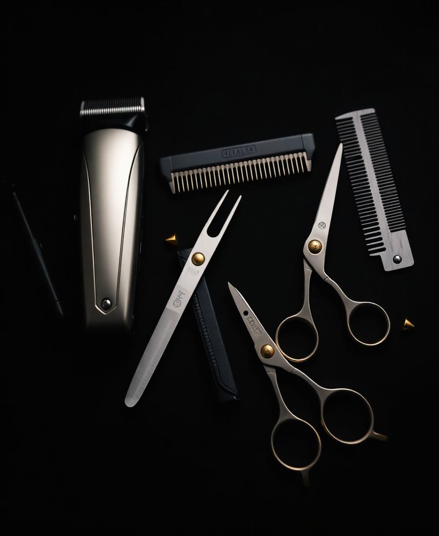 Professional barber tools used at Elite 90